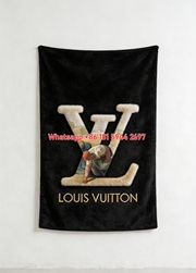 LV Fur Art Fleece Blanket Luxury LV Fleece Throw IMG_3240